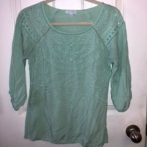Francesca's teal embroidered top